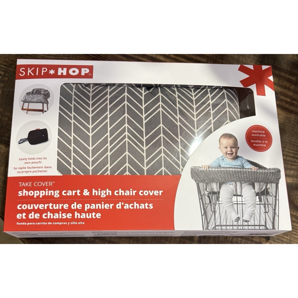 Skip Hop Take Cover Shopping  Grocery Cart & Baby High Chair Cover Grey Feather